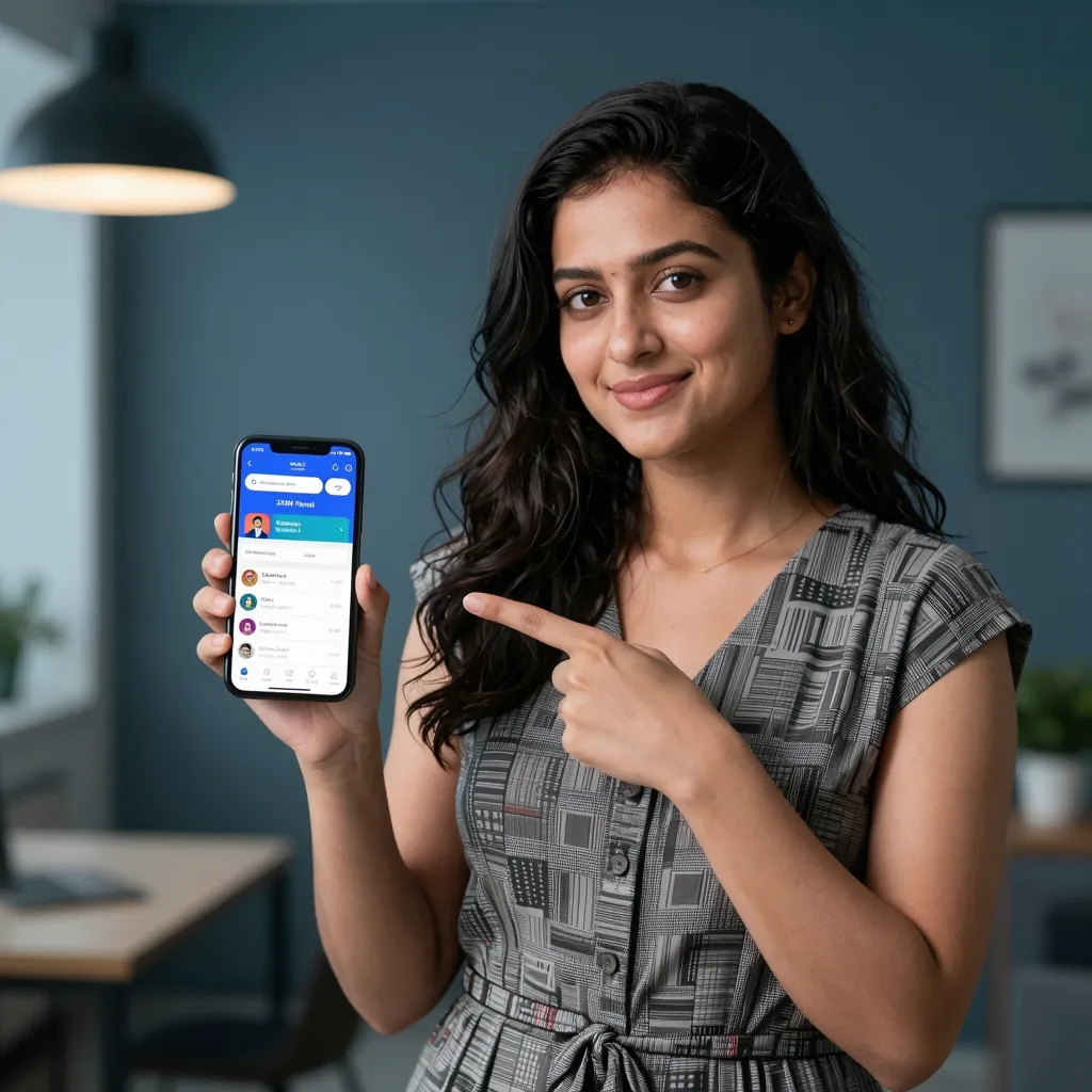 Modern woman using SMM panel dashboard